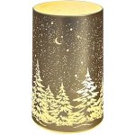 Anděl Přerov Svítící skleněný válec s motivem krajiny zlatý, 12,8 x 7,5 cm, teplá bílá, 10 LED, časovač – Hledejceny.cz