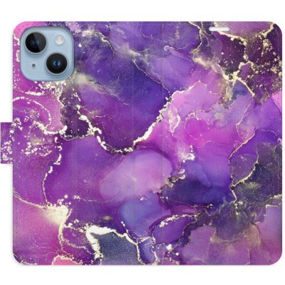 Pouzdro iSaprio Flip s kapsičkami na karty - Purple Marble Apple iPhone 14 – Zboží Mobilmania