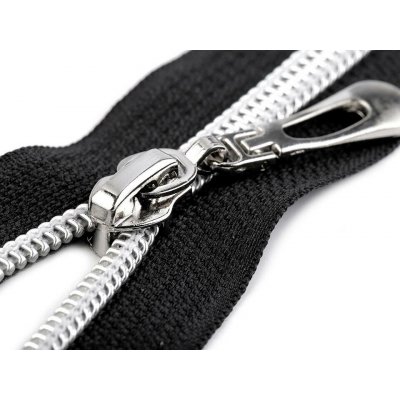 Spirálový zip se stříbrnými zoubky šíře 7 mm délka 75 cm 322 černá – Hledejceny.cz