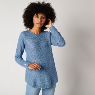 Blancheporte Rozšířený pulovr z anglického úpletu modrošedá – Zboží Mobilmania