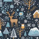 Takoy Teplákovina Milano 150 cm sova a jelen v lese – Zboží Mobilmania