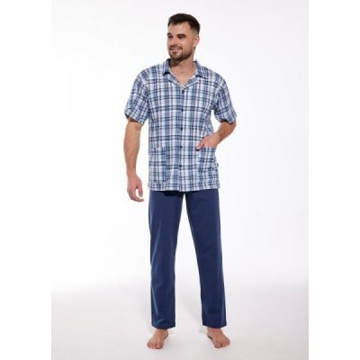 Cornette 318/50 pánské pyžamo kr.rukáv propínací modré – Zboží Mobilmania
