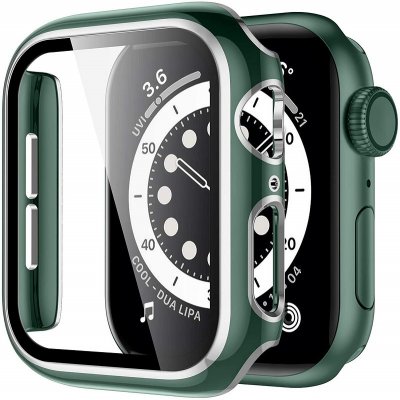 AW Lesklé prémiové ochranné pouzdro s tvrzeným sklem pro Apple Watch Velikost sklíčka: 38mm, Barva: Zelené tělo / stříbrný obrys IR-AWCASE011