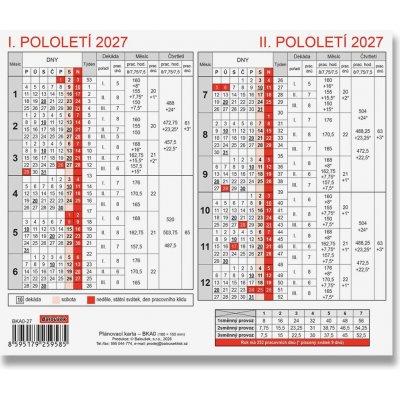 Plánovací karta 18cm x 15cm BKA0-27 2027 – Zboží Dáma