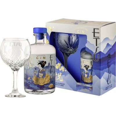 Etsu Gin 43% 0,7 l box (dárkové balení 1 sklenice) – Zbozi.Blesk.cz