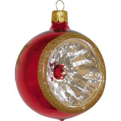 Ornex Vánoční ozdoba skleněná koule s reflektorem červená 8 cm – Hledejceny.cz