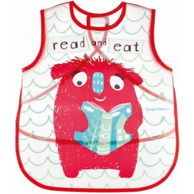 Canpol babies Plastový bryndák/zástěrka s kapsičkou Monsters červená – Zboží Dáma