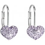 Swarovski Elements Heart krystal stříbrné náušnice visací fialové srdce srdíčka 31125.3 Violet fialová velmi světlá lila – Hledejceny.cz