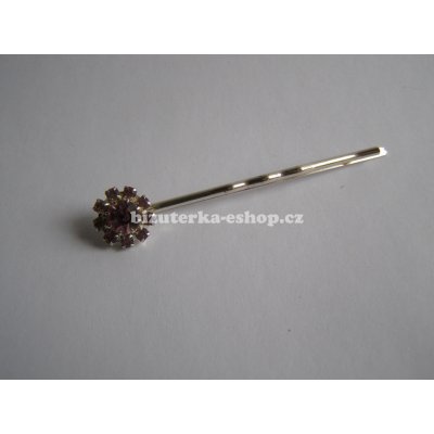 bizuterka-eshop.cz Sponka do vlasů se štrasovou kytičkou fialková BZ-06023 – Zboží Dáma