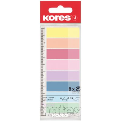Kores samolepicí záložky 45x12mm/8x25ks Pastel Strips "na pravítku" – Hledejceny.cz