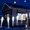 Vánoční osvětlení Jiubiaz LED Icicle Fairy Lights 40 LED vodotěsné vánoční Meteor Icicle Lights studená bílá