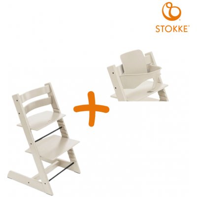 Stokke Tripp Trapp High Chair + Baby set Bundle Vanilla White + Vanilla White – Zboží Mobilmania