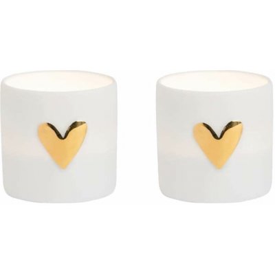 räder Porcelánový svícen na čajovou svíčku Heart – set 2 ks, bílá barva, porcelán – Zboží Dáma