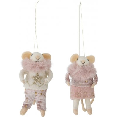 Bloomingville Plstěná vánoční ozdoba Peo Wool Rose Myšák růžová barva textil – Zboží Dáma