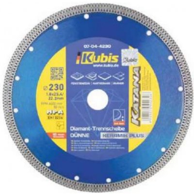 Kubis Tools Super tenký diamantový řezný kotouč 230 *25.4/22.2 mm, 1.4/1.8*10 mm, KATANA | 07-04-4230 – Zboží Mobilmania