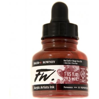 Daler-Rowney Umělecká tuš na akrylové bázi 29,5 ml červená Red Earth