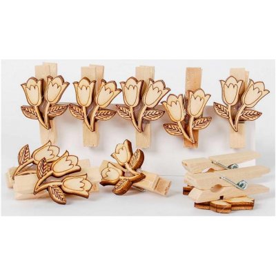 Kolíčky dekorační dřevěné Tulipány 10ks – Zboží Dáma