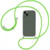 Pouzdro a kryt na mobilní telefon Apple Pouzdro SES Průhledné silikonové ochranné se šňůrkou na krk Apple iPhone 14 - světle zelené