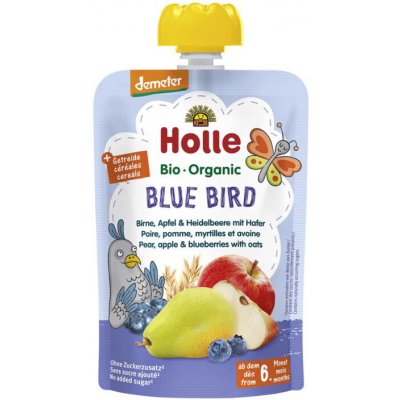 Holle Bio pyré Blue bird Hruška jablko a borůvky s vločkami 100 g – Hledejceny.cz