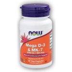 NOW Foods Mega D3 & MK-7 Vitamín d3 5000 IU & Vitamín K2 180ug 60 rostlinných kapslí – Hledejceny.cz