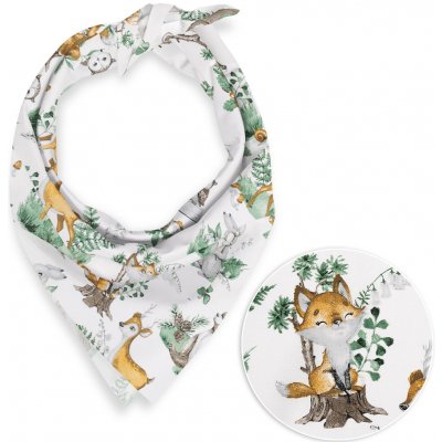 Biante dětský bavlněný šátek Sandra SA-459 Lesní zvířátka na bílém – Zboží Dáma