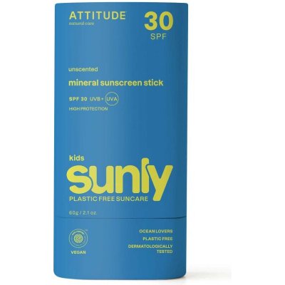 Attitude Dětská 100 % minerální ochranná tyčinka na celé tělo (SPF 30) bez vůně 60 g