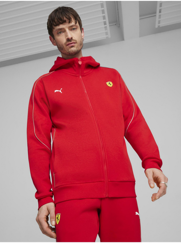 Puma Ferrari Race Hdd Sweat Jkt na zip s kapucí červená