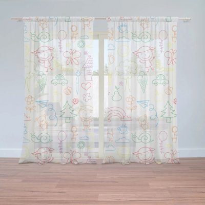 Sablio Záclony Barevná školka: 2ks 150x250cm – Zboží Mobilmania