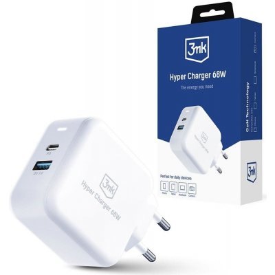 3mk SET nabíječka cestovní Hyper Charger 68W, GaN, 1x USB-C PD + kabel Silicone USB-C/Lightning, bílé – Zbozi.Blesk.cz