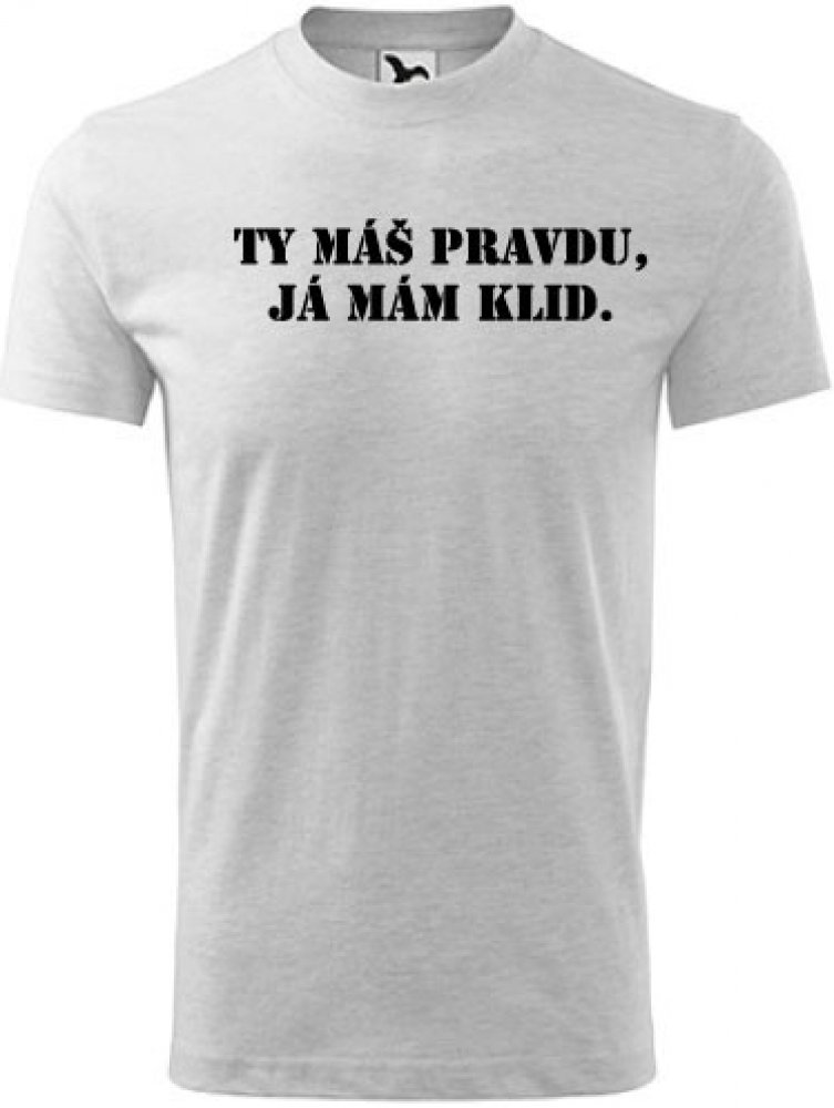 trend-design.cz tričko ty máš pravdu já mám klid Světle šedý melír – Zboží  Dáma