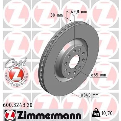 ZIMMERMANN Brzdový kotouč COAT Z - 340 mm ZIM 600.3243.20