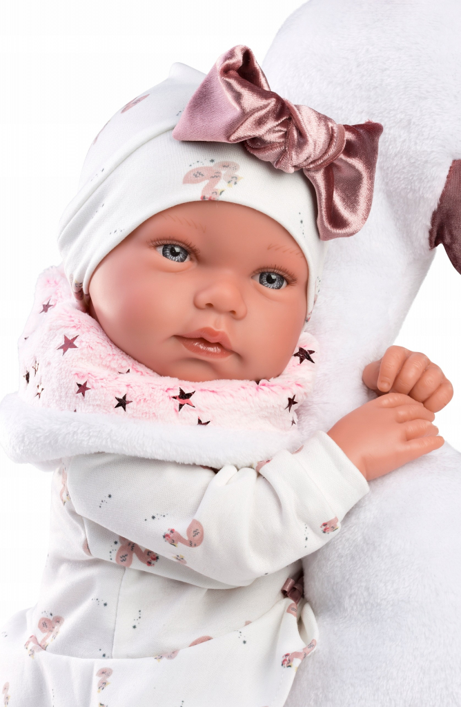 Llorens 84456 NEW BORN realistická miminko se zvuky a měkkým látkovým tělem 44 cm