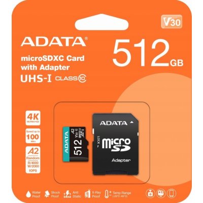 ADATA MicroSDXC 512 GB AUSDX512GUI3V30SA2-RA1 – Zboží Živě