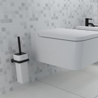 Nimco Maya Černá WC štětka vysoká bílá keramická nádoba černý nástěnný držák MAC 29094K-90 – Hledejceny.cz