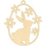 Natana dřevěné velikonoční vajíčko zajíček a květiny 6 x 9 cm – Hledejceny.cz