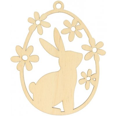 Natana dřevěné velikonoční vajíčko zajíček a květiny 6 x 9 cm – Hledejceny.cz