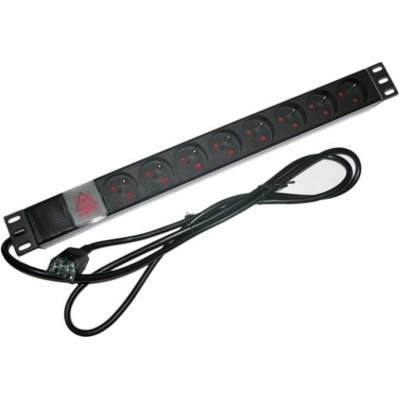 XtendLan ZASUVKA8B-19-C14 Rozvodný panel, 19", 8x 230V, ČSN, přívodní kabel IEC 320 C14, vypínač, indikátor napětí ZASUVKA8B-19-C14 – Hledejceny.cz