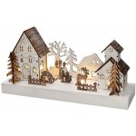 Solight LED vánoční vesnička 34x17cm dřevo 4 LED 2x AA – Zboží Mobilmania