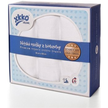 Kikko tetra osušky z biobavlny XKKO Organic 90x100cm Staré časy bílé (3ks)