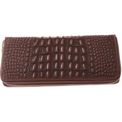 Kubát Kůže Dámská kožená hnědá designovaná peněženka penál- 750232 Kroko – Zboží Mobilmania