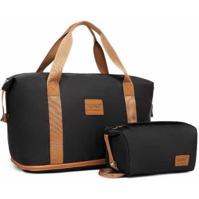 Kono EA2212 sada cestovní tašky a pouzdra černo hnědá – Sleviste.cz