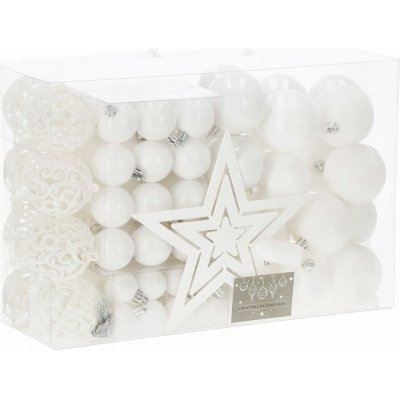 SPRINGOS Maxi 100 dílná sada vánočních ozdob bílá se šiškami CA0858-XG – Zboží Dáma
