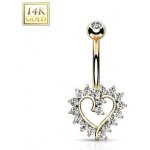 Šperky4U zlatý piercing do pupíku srdce ZL01219-YG – Zboží Mobilmania