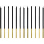 PartyDeco Dortové svíčky černé dlouhé se zlatým koncem, 12 ks – Zbozi.Blesk.cz