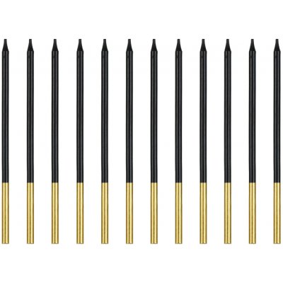 PartyDeco Dortové svíčky černé dlouhé se zlatým koncem, 12 ks – Zbozi.Blesk.cz