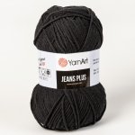 YarnArt pletací / háčkovací příze YarnArt JEANS PLUS 53 černá, jednobarevná, 100g/160m