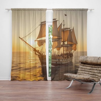 Sablio Závěs Plachetnice na klidném moři 2: 2ks 140x250cm – Hledejceny.cz