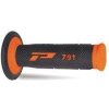 Moto řídítko PROGRIP gripy PG791 OFF ROAD (22+25mm, délka 115mm) barva oranžová fluo/černá (dvoudílné) (791-296)
