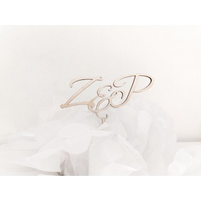 Dortový zápich dřevěný - monogramy – Zboží Dáma