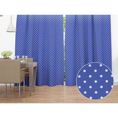 Biante Dekorační závěs Leona LN-022 Bílé puntíky na sytě modrém 130x150 cm – Zboží Mobilmania